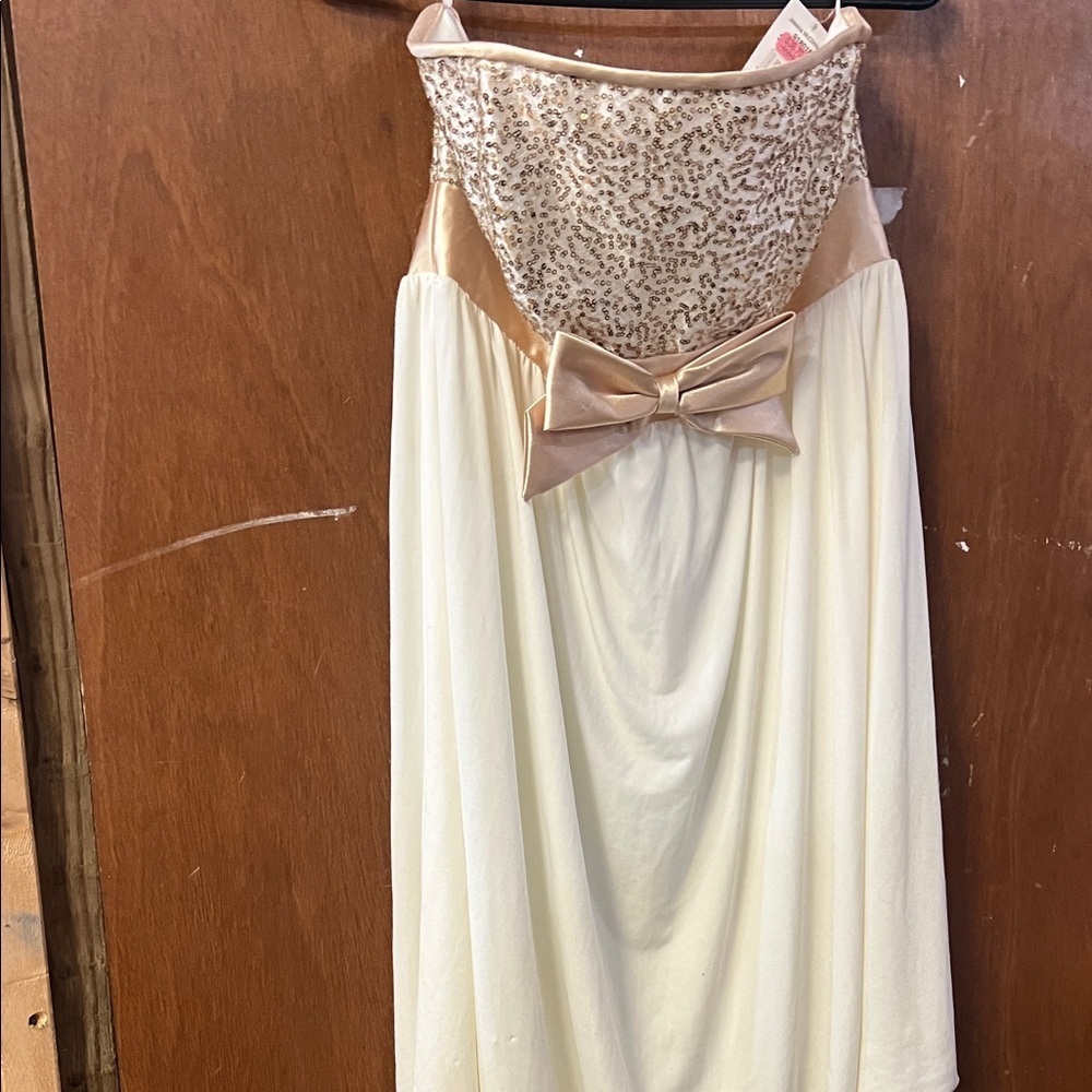 Jessica McClintock Cream and Gold Dress - Picture 1 of 4